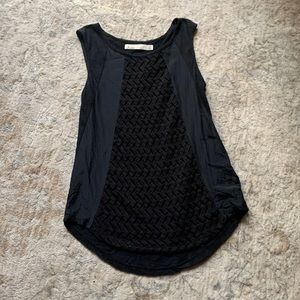 Hi-Line Silk Mixed Media Black Tank, size XS
